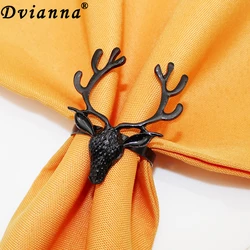 12Pcs Halloween Napkin Rings Black Deer Head Napkin Holder Rings for Halloween Holiday Party Dinner Wedding Table Decor HWC161