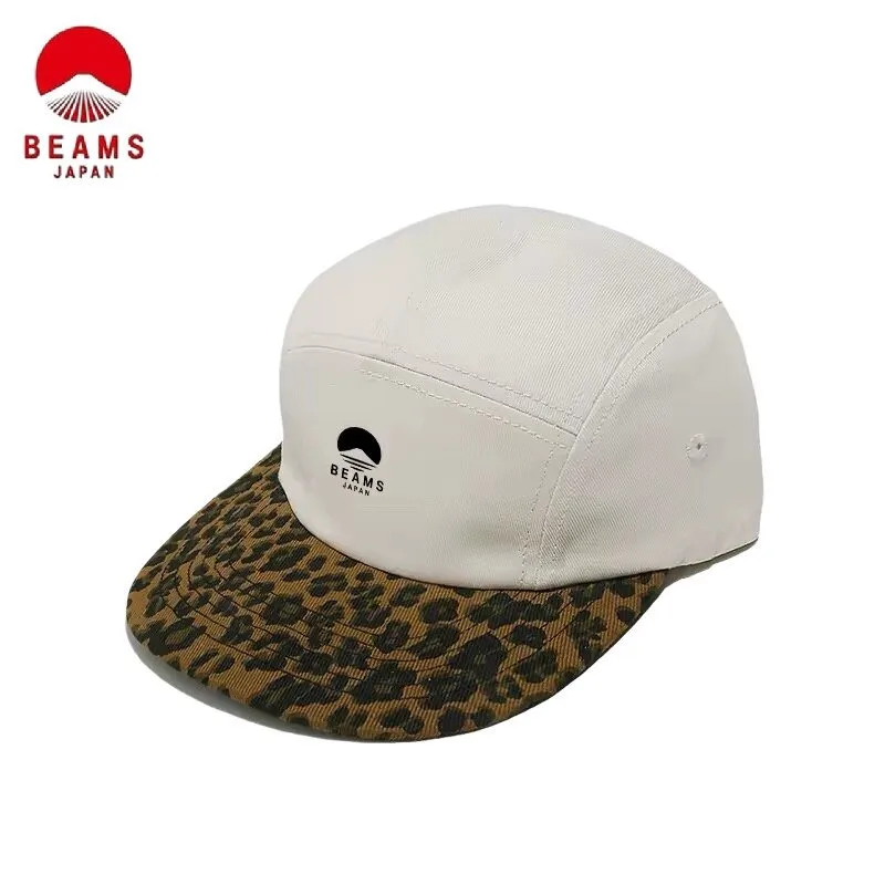 BEAMS Fashion Leopard‑Print Color‑Block Baseball Cap, Retro Hip‑Hop Trendy Peaked Hat for Hot Girl Streetwear