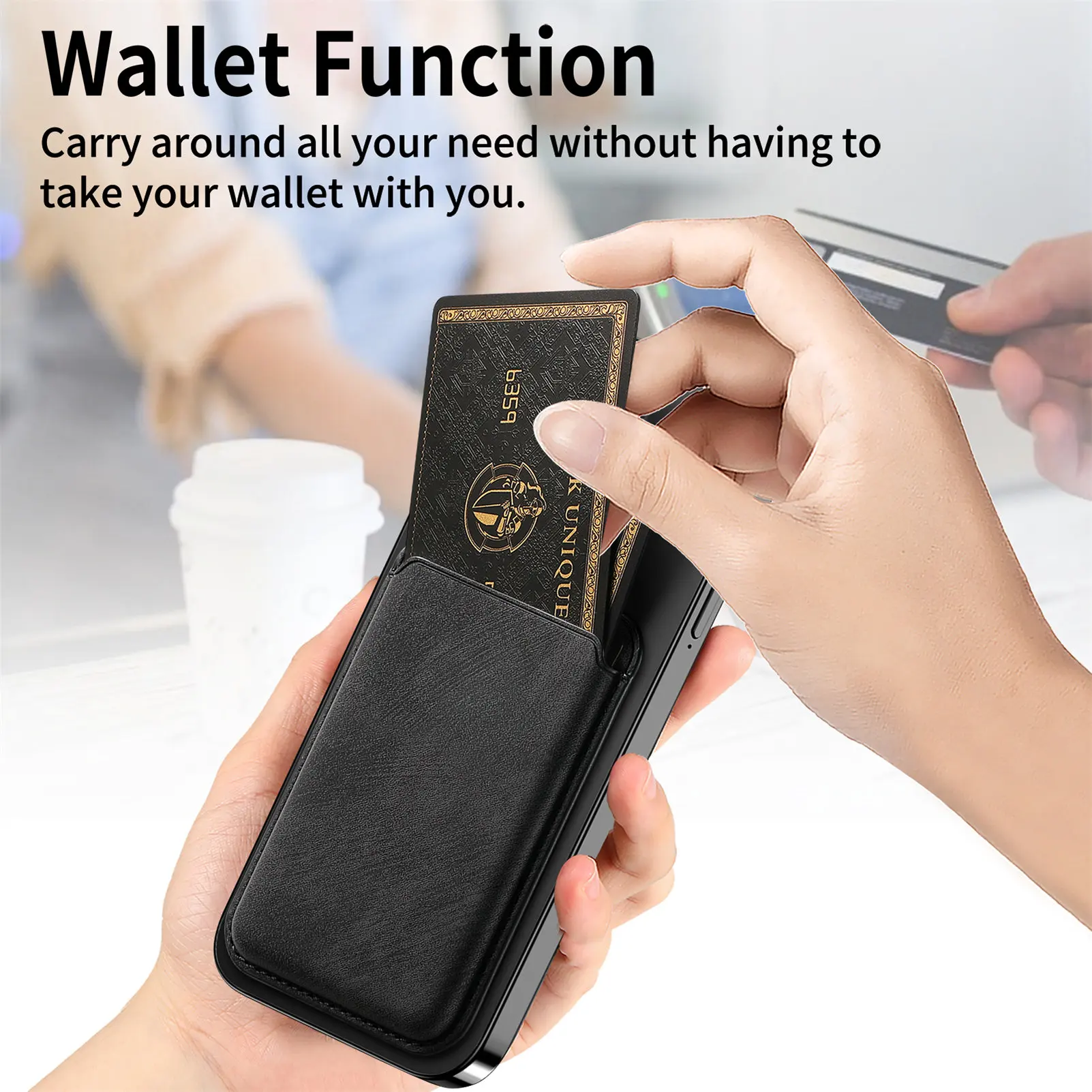 Retro Matte PU Leather Card Bag Suitable For Magsafe Magnetic Tape Adhesive Magnetic Iron Ring Phone Case Universal Card Wallet - view 5