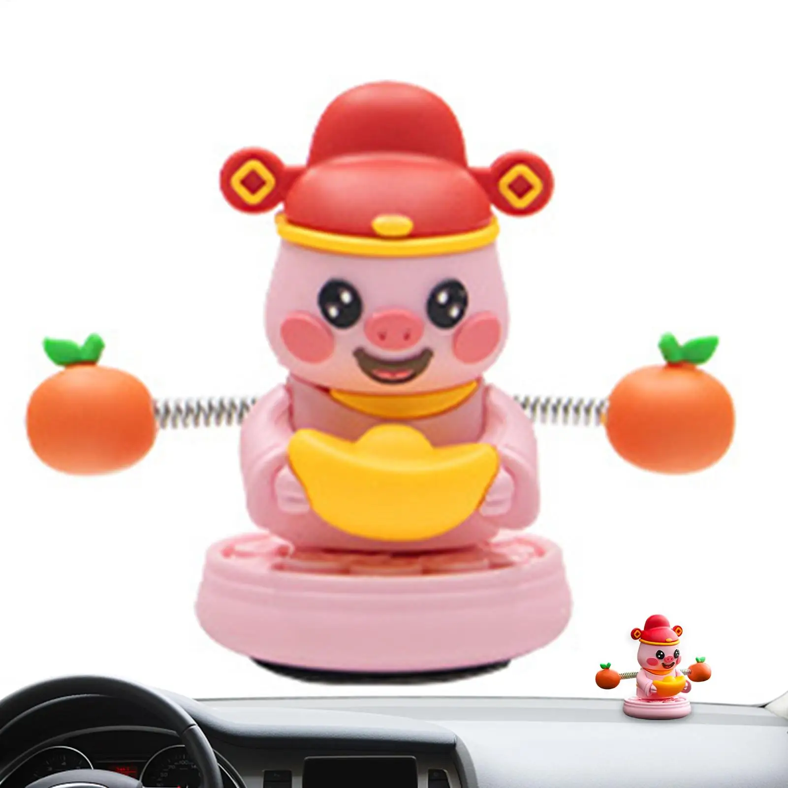 الربيع مزركشة رئيس الحيوان سيارة ديكور لطيف لوحة القيادة زخرفة مضحك تمايل تمثال لحسن الحظ، السيارات شاحنة SUV الداخلية