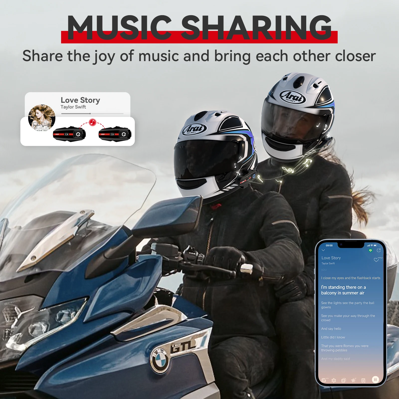 2024 New XGP Motorcycle Bluetooth Headset Helmet Wireless Bluetooth Hands-free Communication Up to 2 Riders Intercom with 1000M