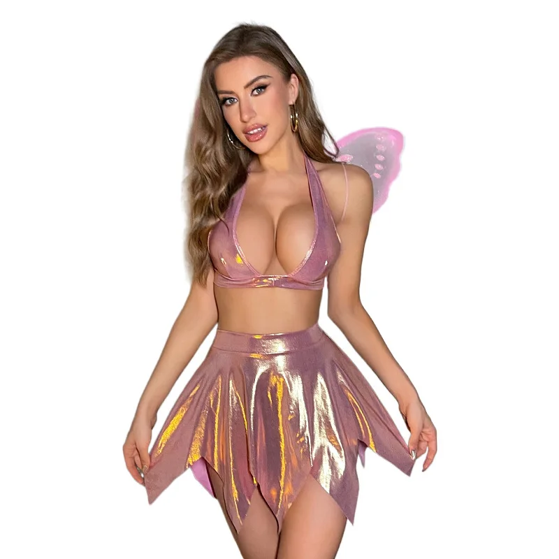 

New Fashion Women's Sexy Two Pieces Solid Bikini Lingerie Sets Adult Lady Stylish Night Club Mini Skirt Cosplay Bunny Girl Dress