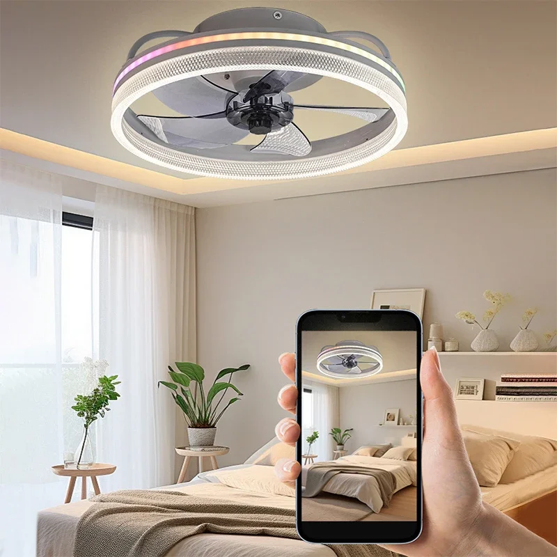 Nordic Modern With Light And Remote Control Remote Dimmable Fan Light Thin LED Ceiling Fan Bedroom Fan Light Decoration