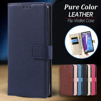 Wallet Flip Leather Case For Xiaomi Redmi Note 11 11S 10 10S 10 9 9S 9A 9C 9T 8 8A 7 7A 6 6A Pro Pure Color Book Cover