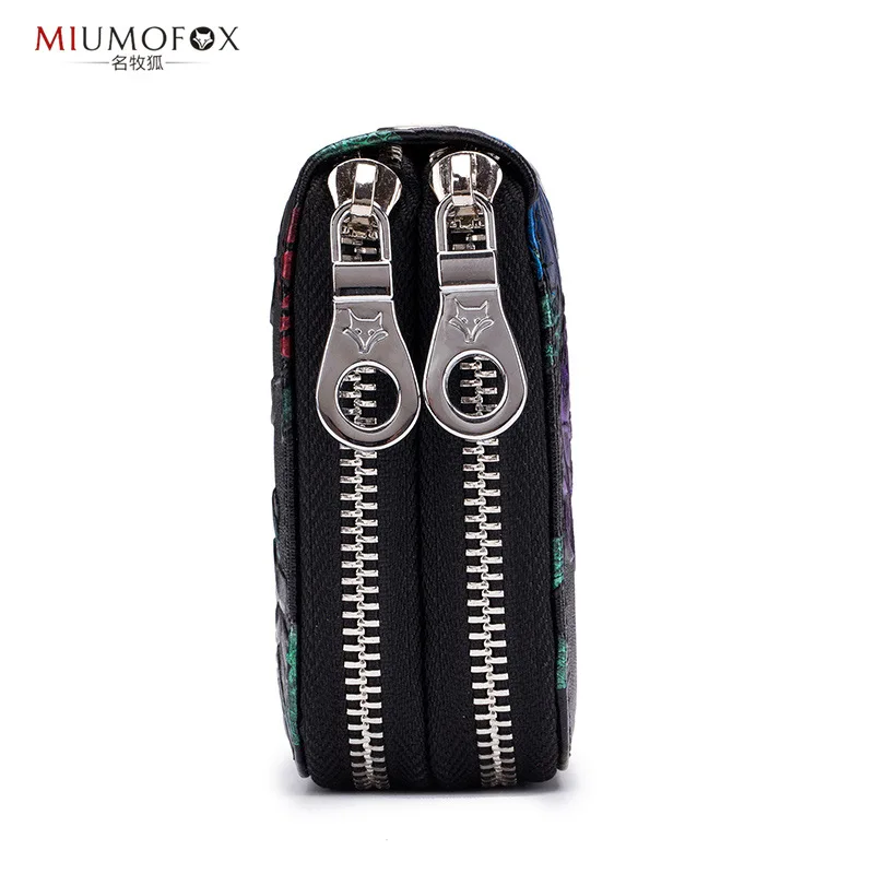 Hand-held Rose Flower Wallet Double-layer Zipper Large Capacity Purse  Women's Long Genuine Leather Multi-Card Slot Zipper