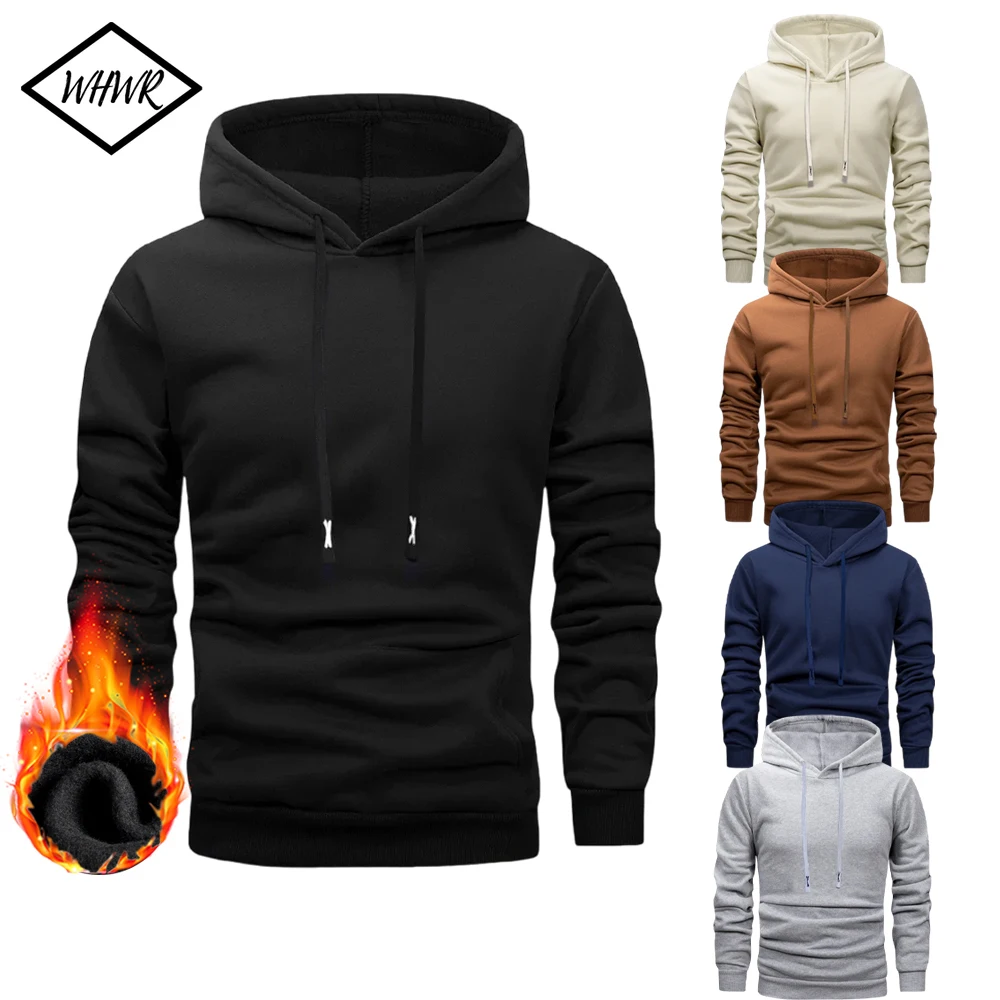 Herren Kapuzenpullover mit Kapuze und langen Ärmeln, Basic-Fleece-Pullover, Herbst-Winter, warm, Streetwear, Outdoor, Jogger, lässig, lockere Sweatshirts