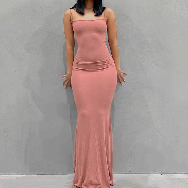 Satin Slip Sleeveless Backless Maxi Dress Women 2023 Y2k Summer Bodycon Elegant Sexy Outfits Ladies Birthday Party Club Sundress