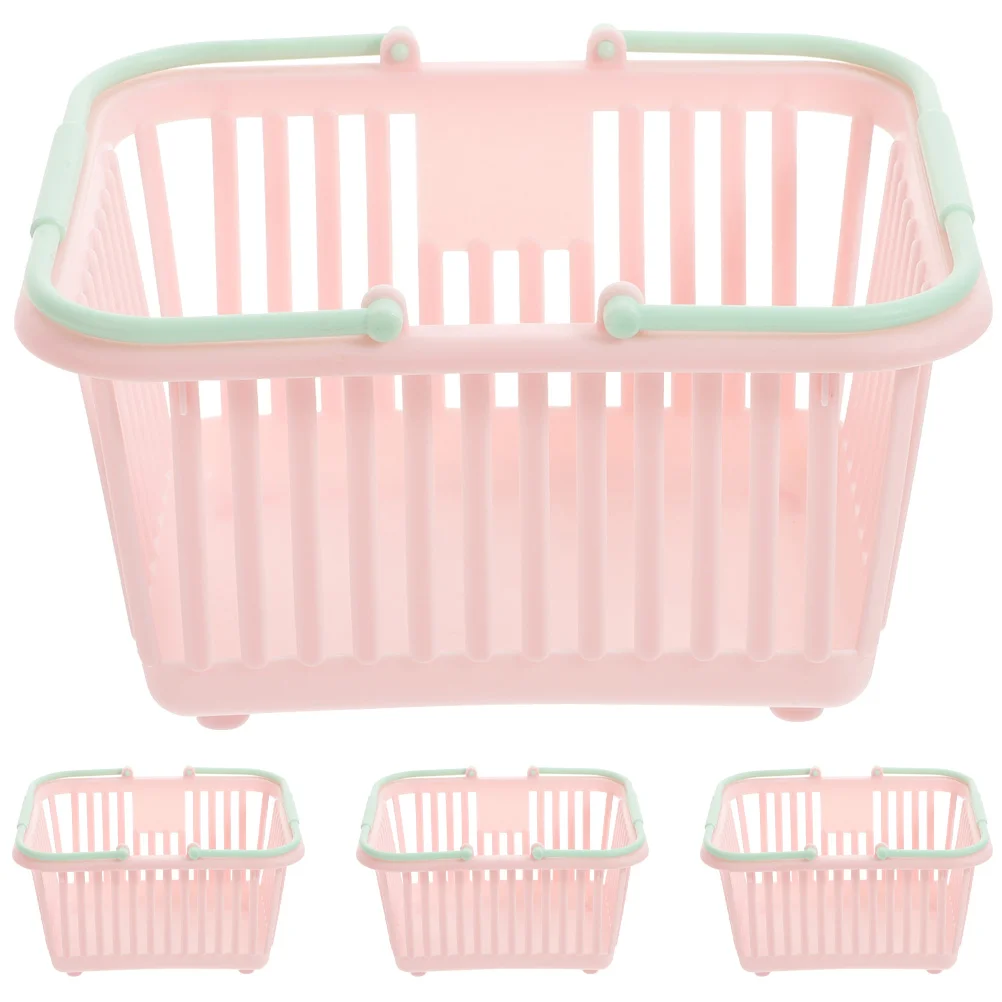 4 Pcs Storage Basket Plastic Container Bins Household Toy Organizer White Child Baskets