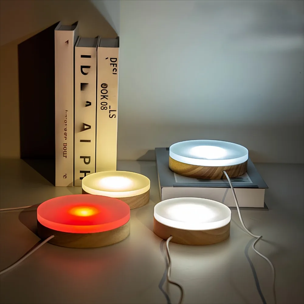 Solid wood diffusion board acrylic LED night light USB plug-in eye protection luminous base