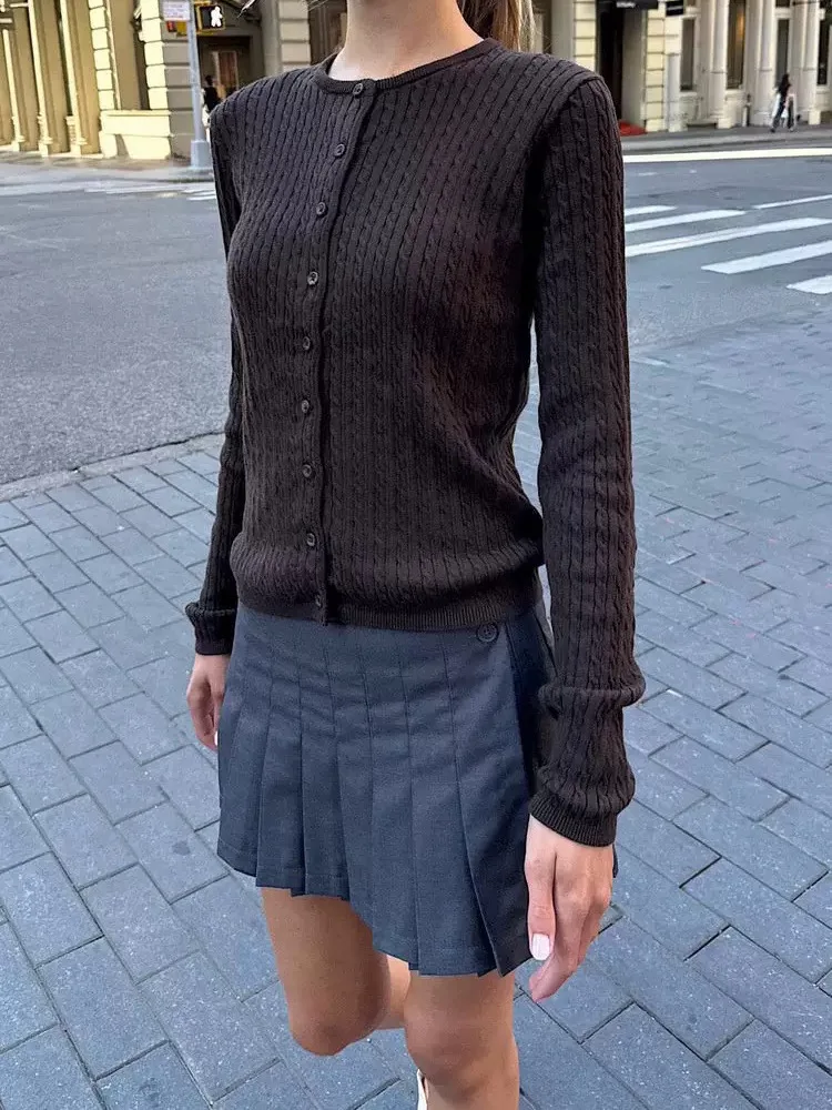 

Свитер с цветочным принтом в стиле ретро, кардиган, женский однобортный трикотаж с круглым вырезом и длинными рукавами, винтажный шикарный свитер в консервативном стиле Y2K