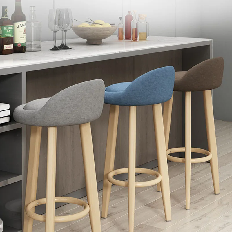 Wood High Footed Bar Chairs Kitchen Household Ergonomic Round Office Bar Stool Modern Make Up Taburete Cocina Alto Furniture