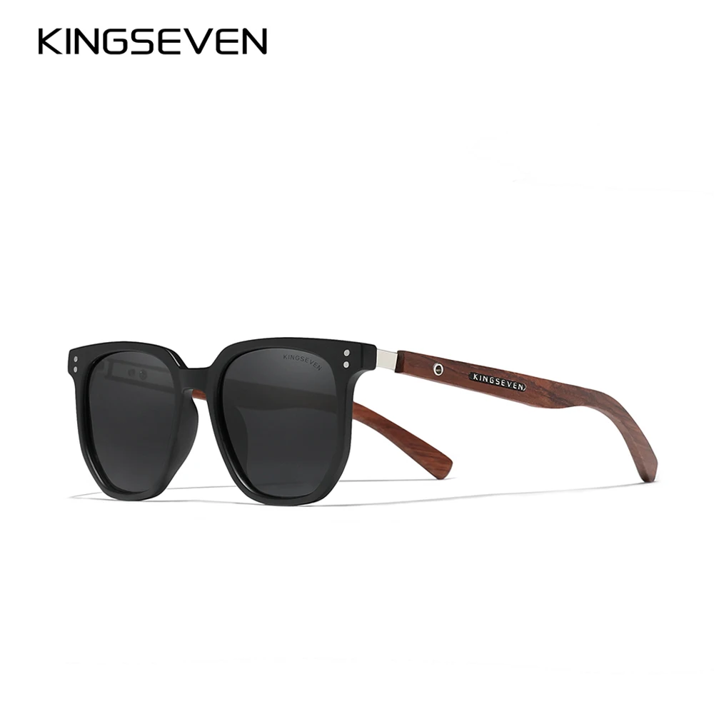 KINGSEVEN Bubinga Wooden Men's Sunglasses Women Polarized Retro Rimless Green Mirror Lens Sun Glasses Handmade Driving Eyewear