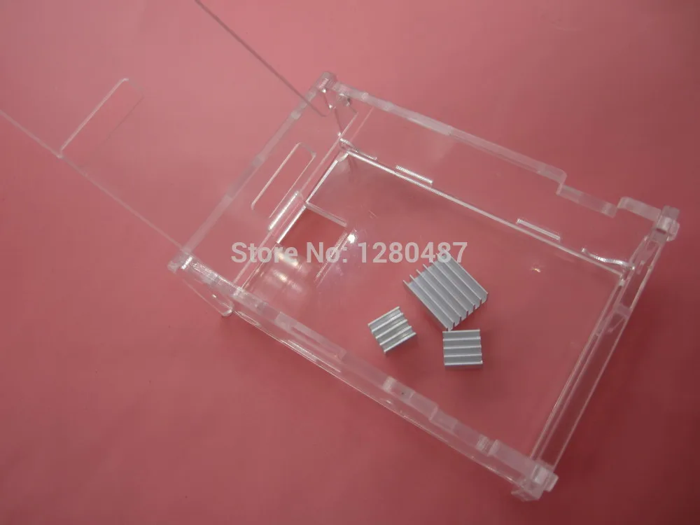 HAILANGNIAO 1sets=1pc Transparent Pi Box case shell for Raspberry Pi+3pcs pure aluminum heat sink set kit