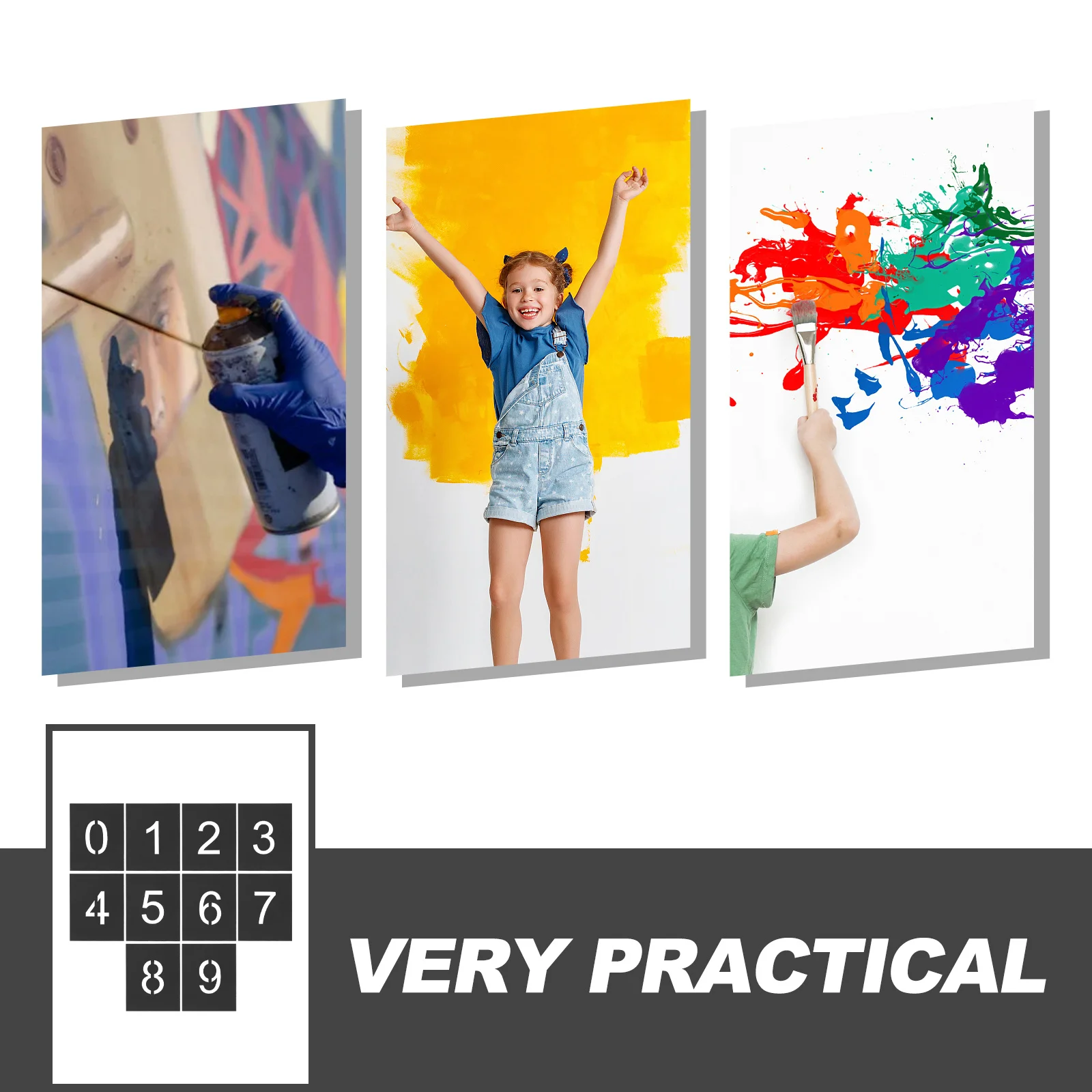 10 個の多機能数字ステンシル 大きな中空デザイン 耐久性があり、再利用可能 スプレーペイント DIY 工芸品 ホームデコレーション用