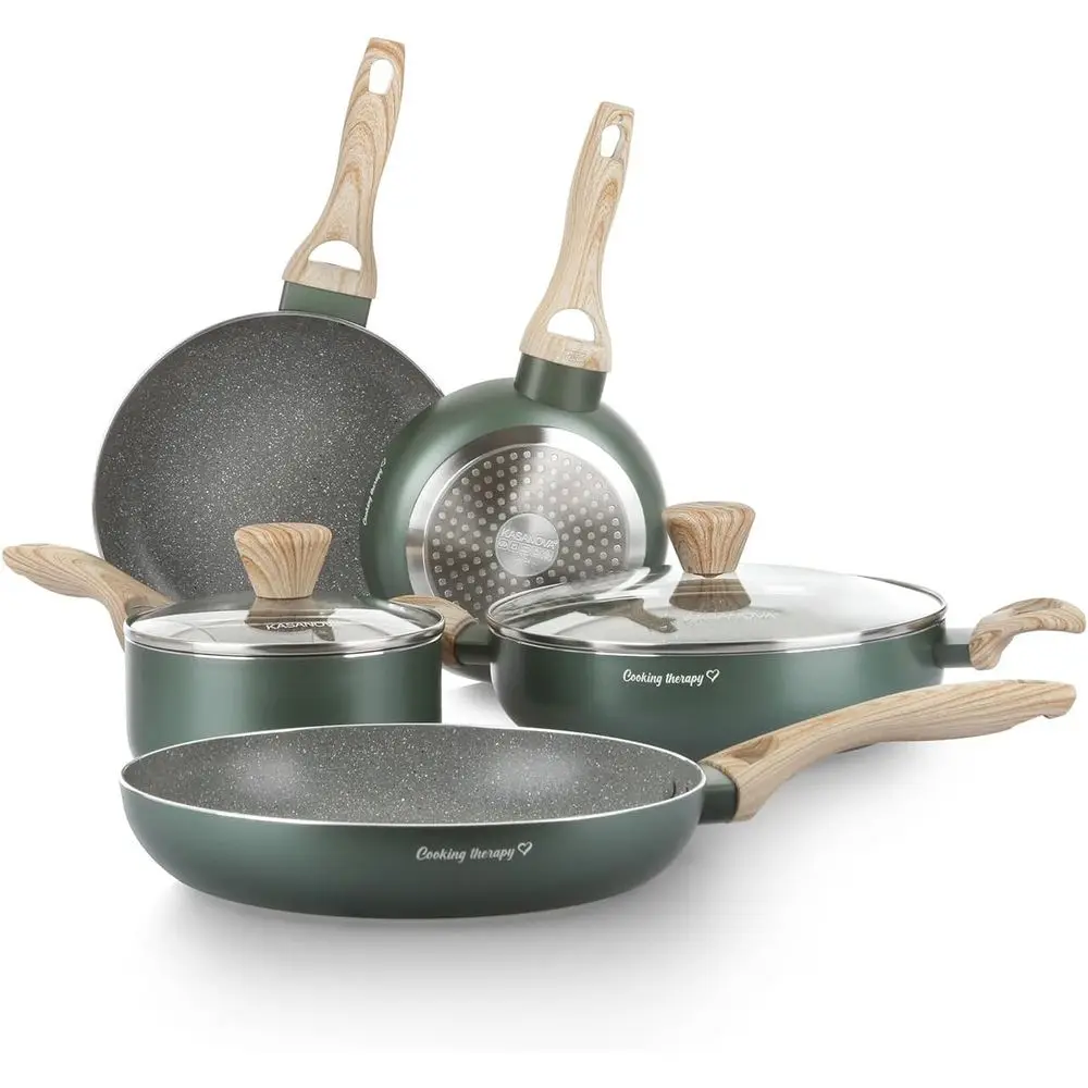 

Cooking Therapy Cookware Set, Non-Stick Induction Cookware and Pan Set with Scoop, Complete Kitchen Set with Laser Writing and W