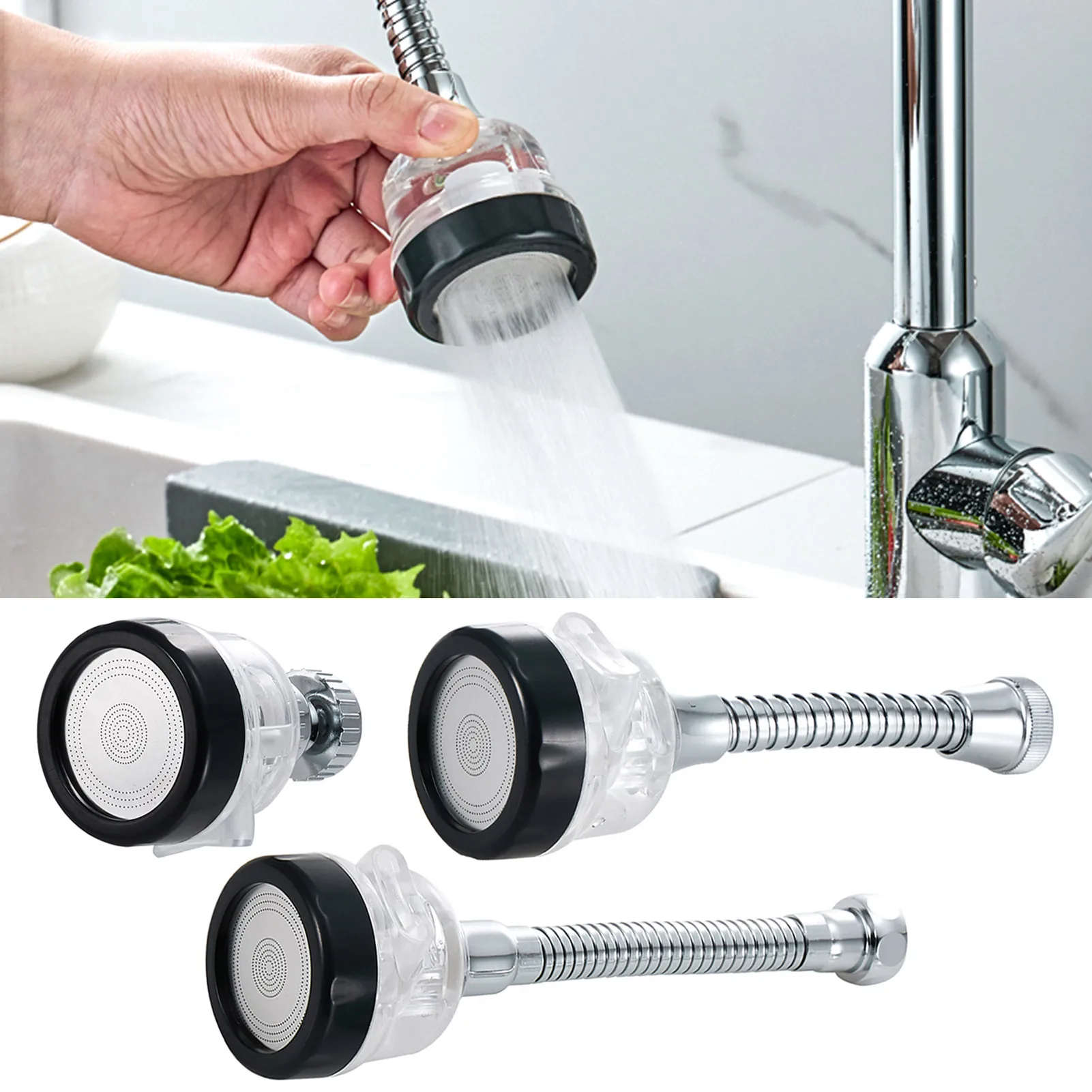 

360 Degree Flexible Nozzle Spout Water Saving Kitchen Sink ​Faucet Spray Faucets Extender Filter Kitchen Shower Lengthening