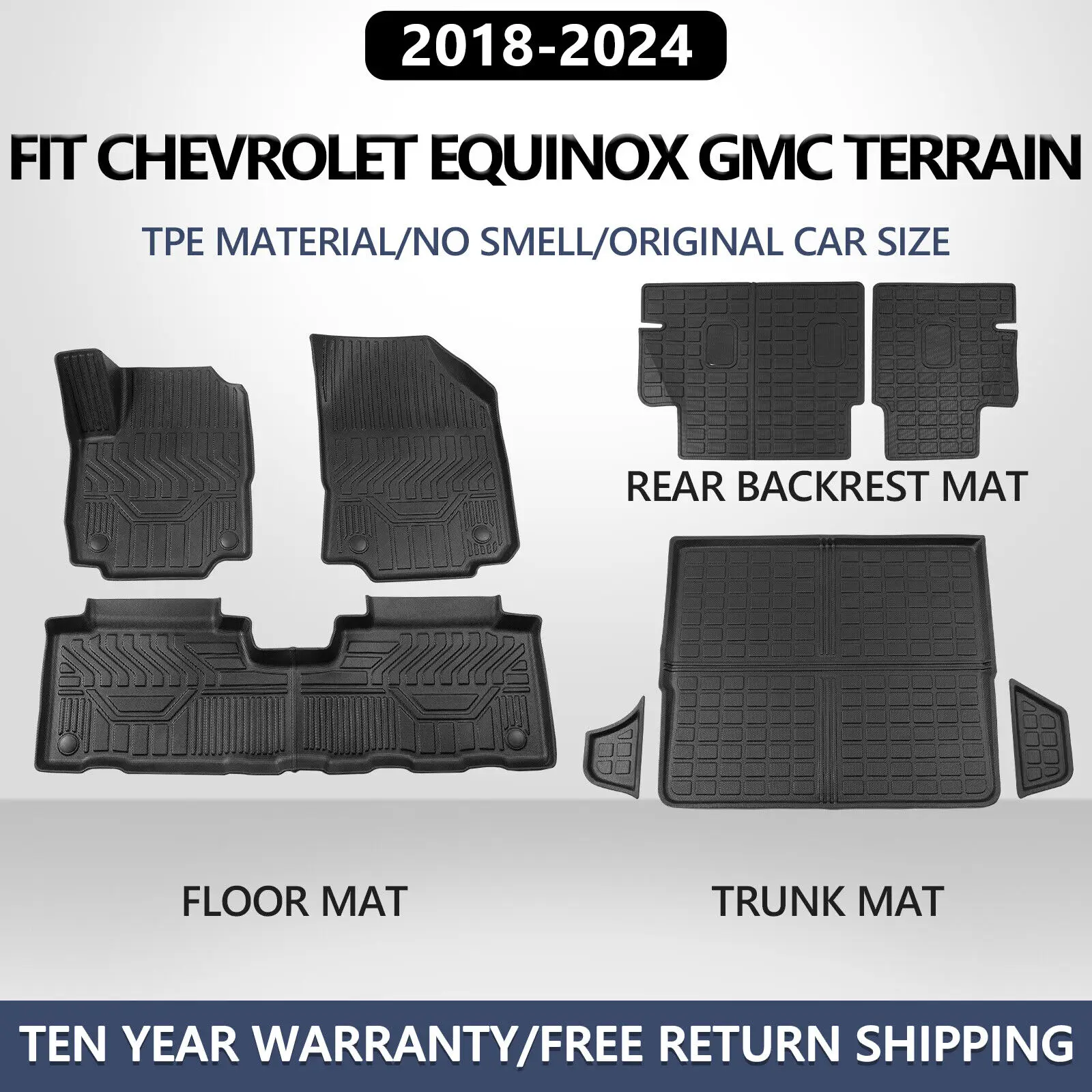 

Cargo Mats Floor Mats Trunk Liners For 2018-2024 Chevrolet Equinox Anti-Slip TPE United States