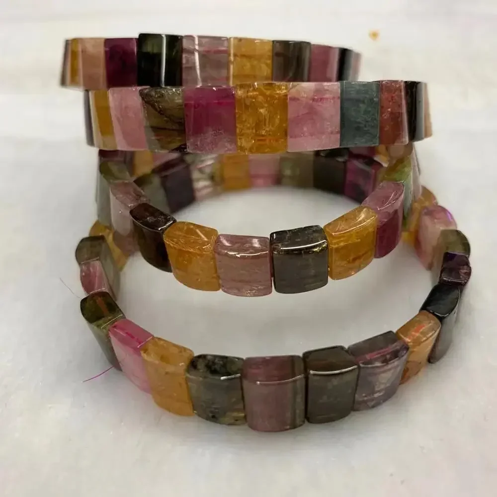 New Natural Tourmaline Stone Beads Charm Energy Natural Gemstone Bangle Energy Stone Bracelet for Woman for Gift Wholesale !