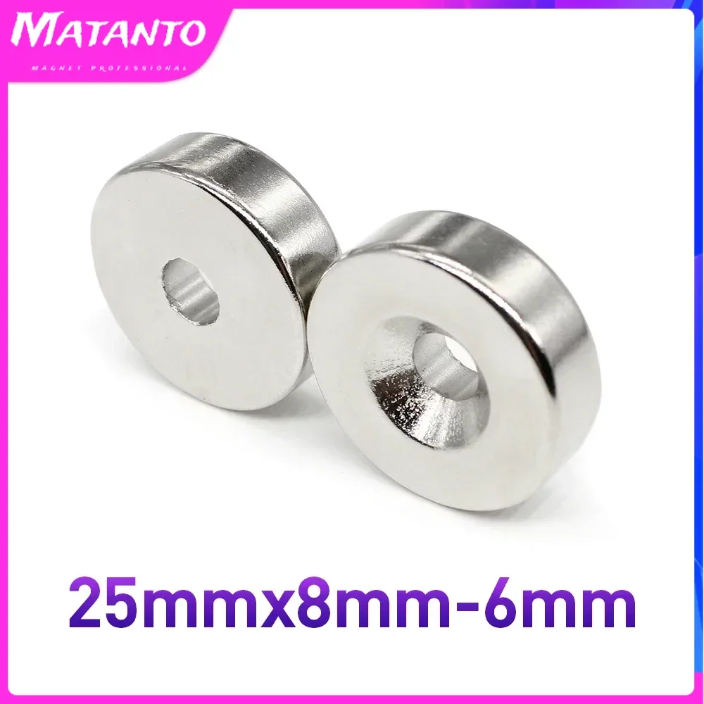 

5/10Pcs 25x8-6mm Small Round Super Strong N35 Search Magnet Countersunk Neodymium Magnet Disc Imanes Fishing Magnet