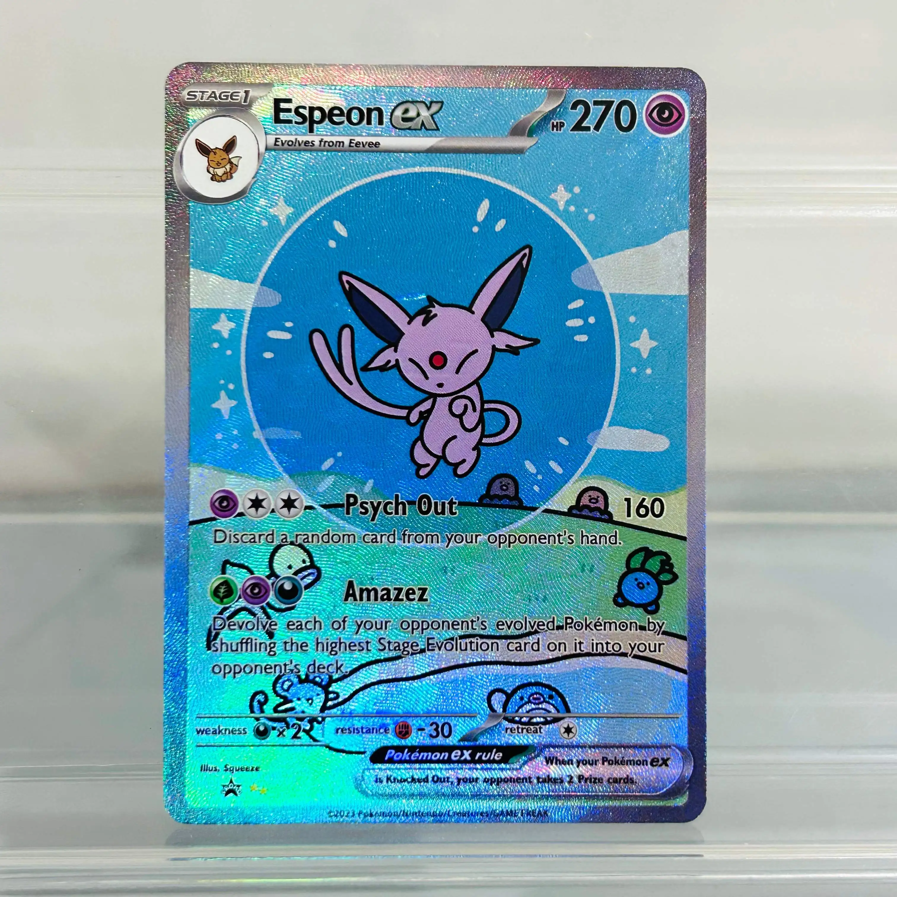 Tarjeta Coleccionable de Anime Premium de la Serie BUBBLE de Pokémon, Espeon ex, en Inglés, con Lámina Holográfica, para DIY