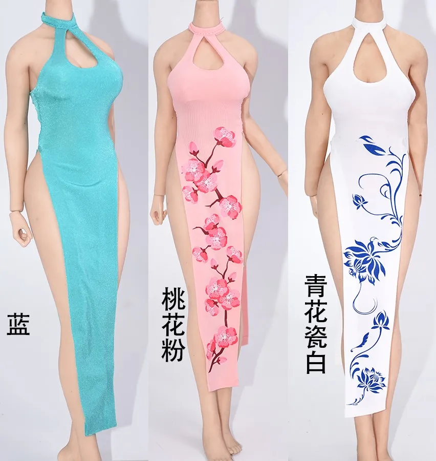 1/6 Scale Soldier Ice Silk Long Cheongsam Model for 12 '' Female