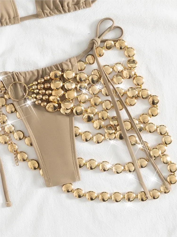 3 pièces ensembles maillot de bain Bikini femmes avec jupe maillot de bain été nouvelle épissure imprimé maillots de bain vacances Bikini couverture Ups tenues