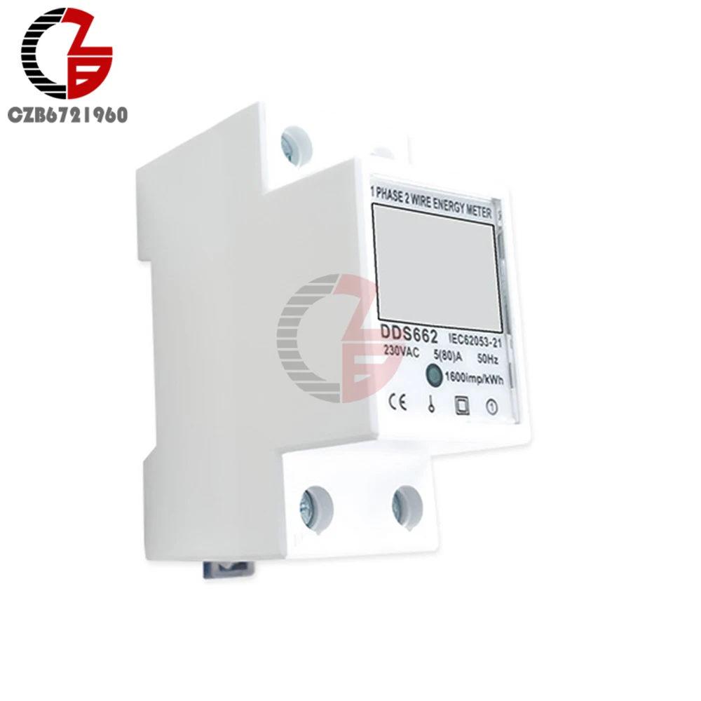 Single Phase Two Wire LCD Digital Display Wattmeter Power Consumption Energy Electric Meter KWh AC 230V 50Hz Electric Din Rail