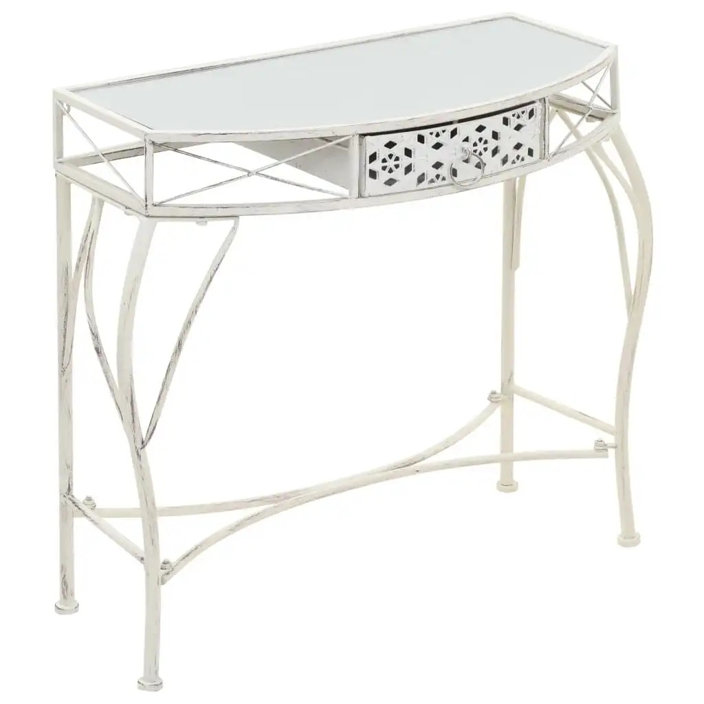 vidaXL Table d'appoint en métal blanc 82x39x76cm, style français, table d'appoint élégante pour la maison