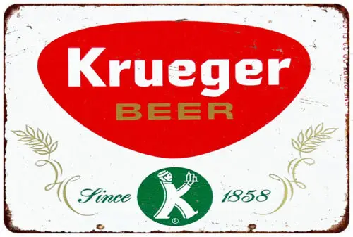 1960s Krueger Beer Brewing Cranston RI reproduction metal sign