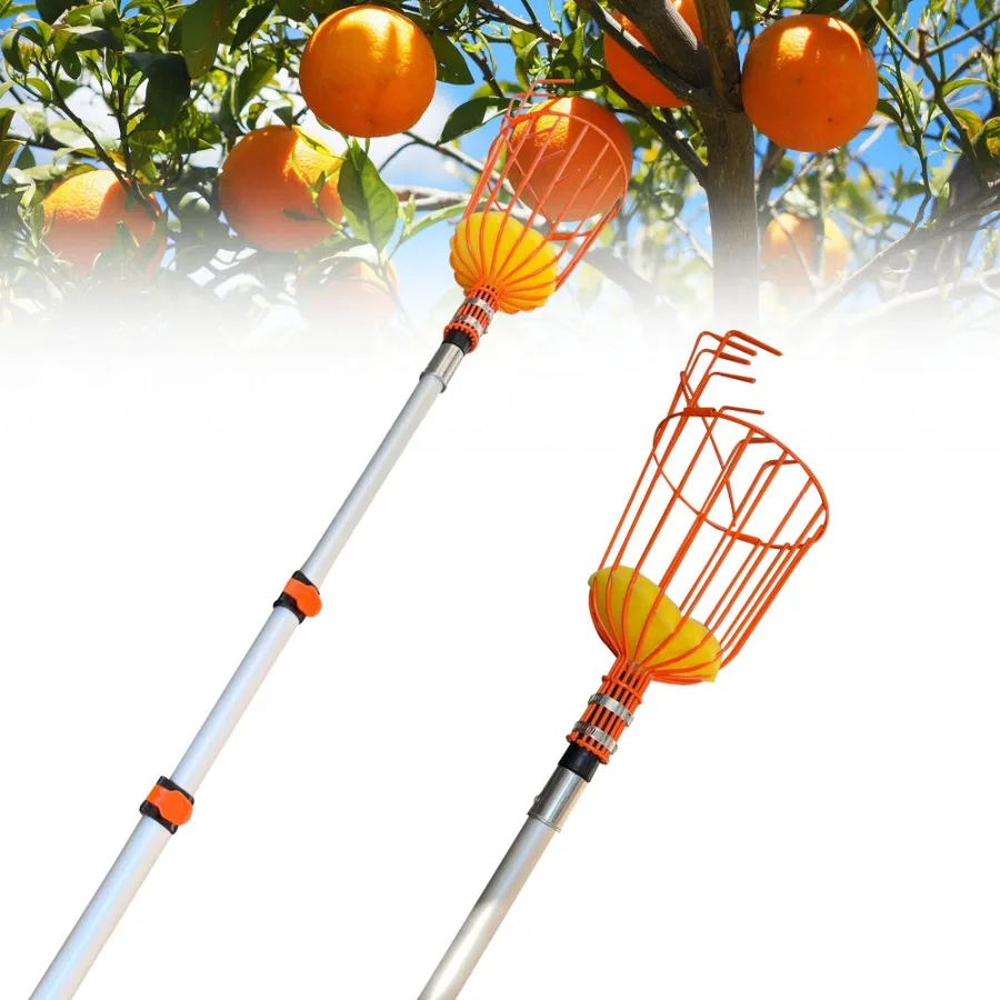 

12 FT Picker with Telescoping Extension Pole Reach Aluminium Telescoping Pole Telescopic Fruit Tree Picker Tool for Picking Ora