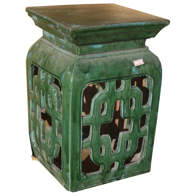18inch Antique Hand Carved Glazed Decorative Animal lion Ring Ceramic Garden Stool