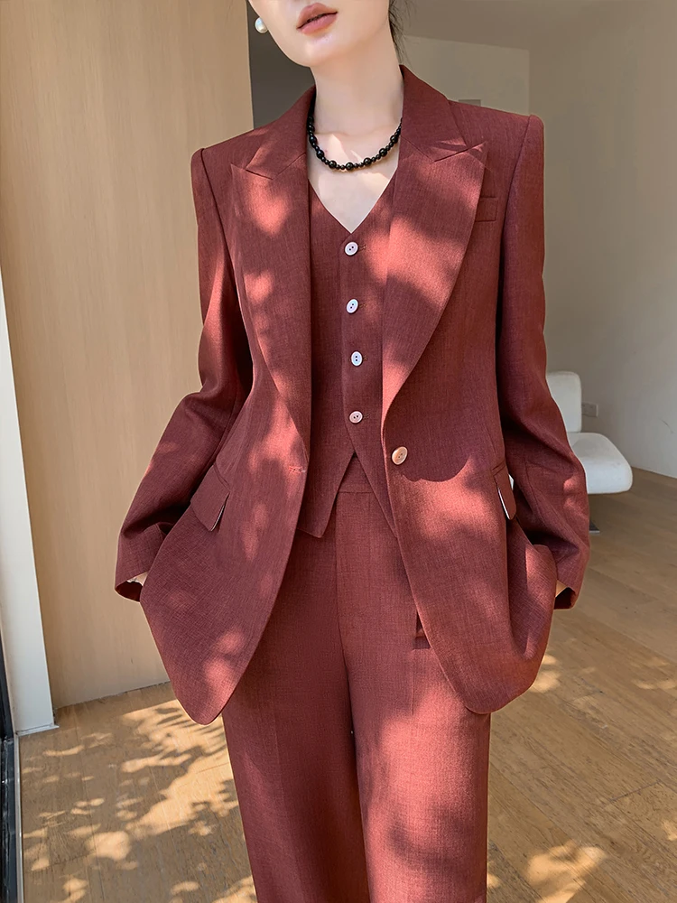 Conjunto de Traje de Tres Piezas para Mujer, Estilo Profesional, Formal, Vintage, con Botones y Manga Larga