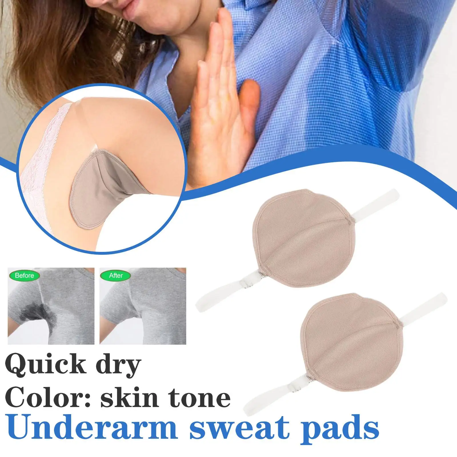 Underarm Sweat Pads Washable Armpit Sweat Absorbing Dress Sweat Guards Deodorant Pads Shoulder Pad Absorbent Perspiration P3K9