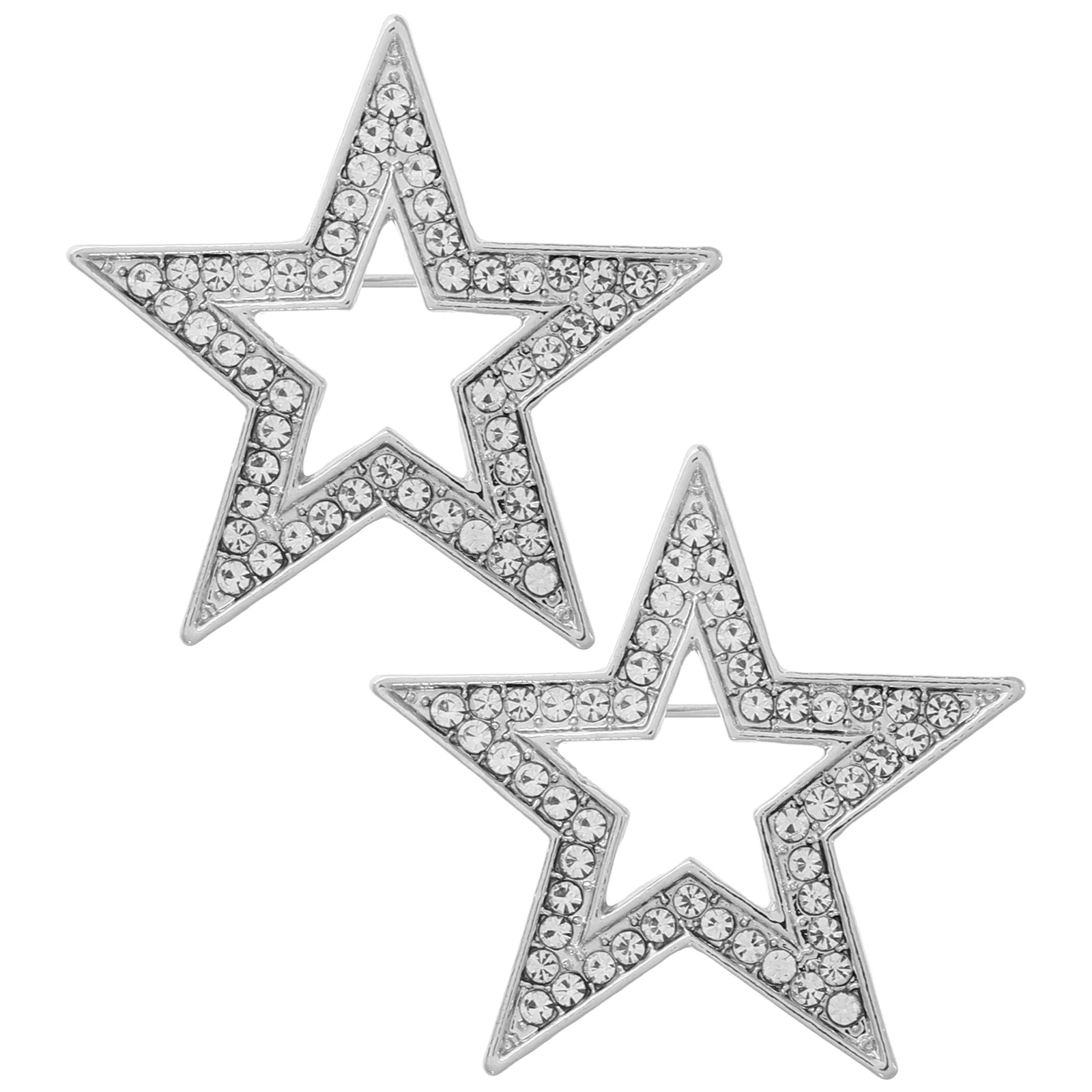 

2 Pcs Pentagram Suit Corsage Miss Boutonniere Pins Clasp Alloy Brooch Ornaments
