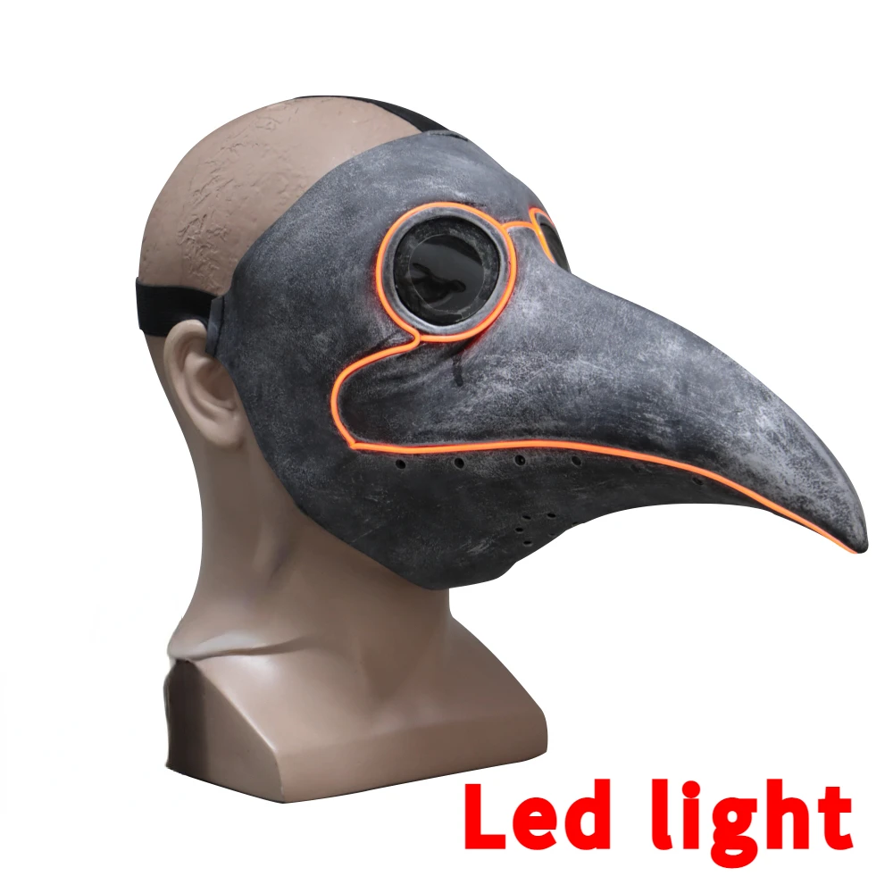 Steampunk Plague Bird Doctor Cosplay Mask Plague doctor Masks Latex LED Funny Event Holiday Halloween Party Costume Props