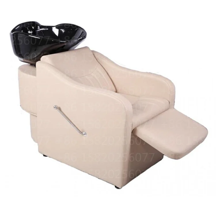 

Modern Luxury Hair Washing Stations Shampoo Chair and Bowl Black Sink Hairdressing Salon Furniture