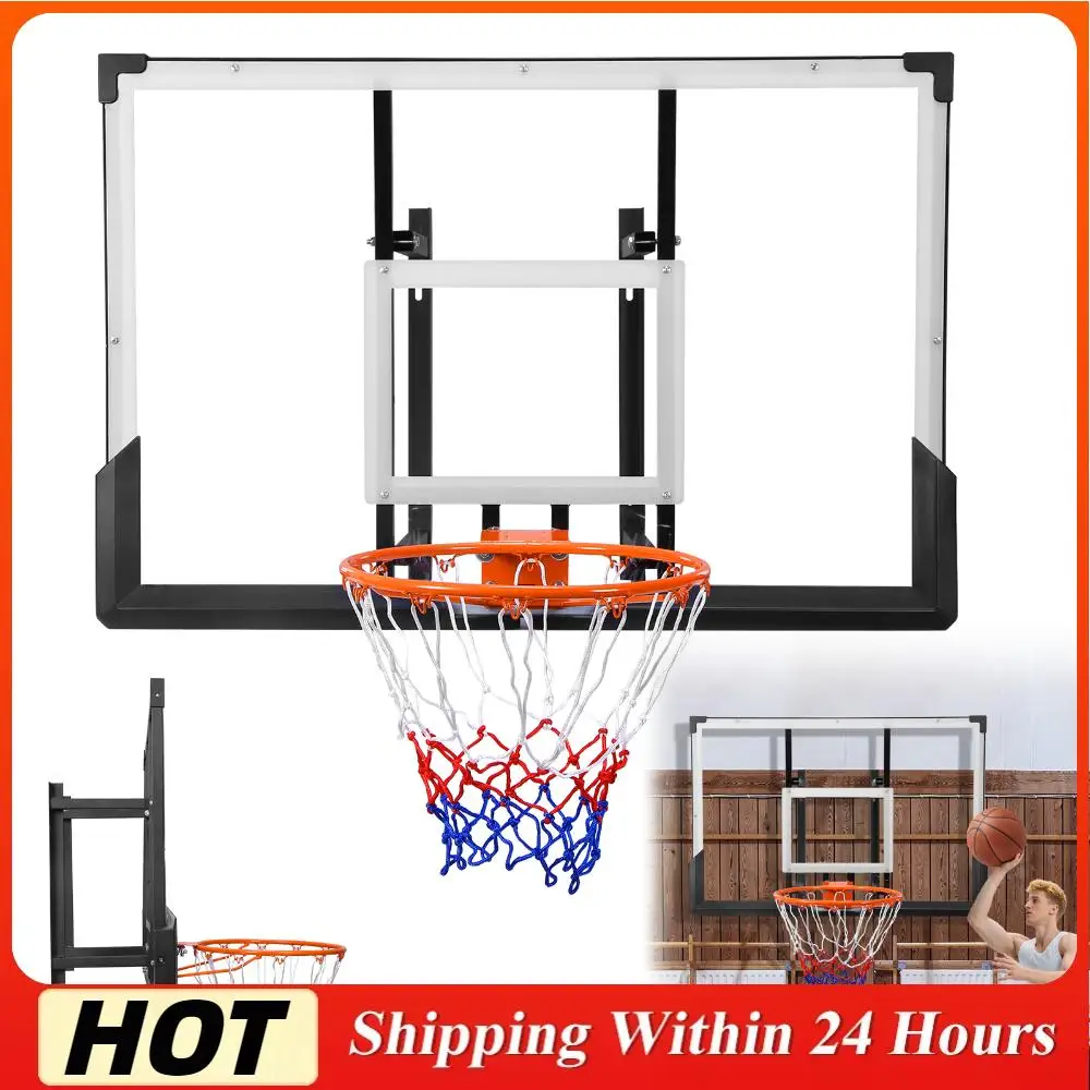 

47-Inch Wall Mounted Basketball Hoop PC Backboard Basketball Goal for Teens and Adults