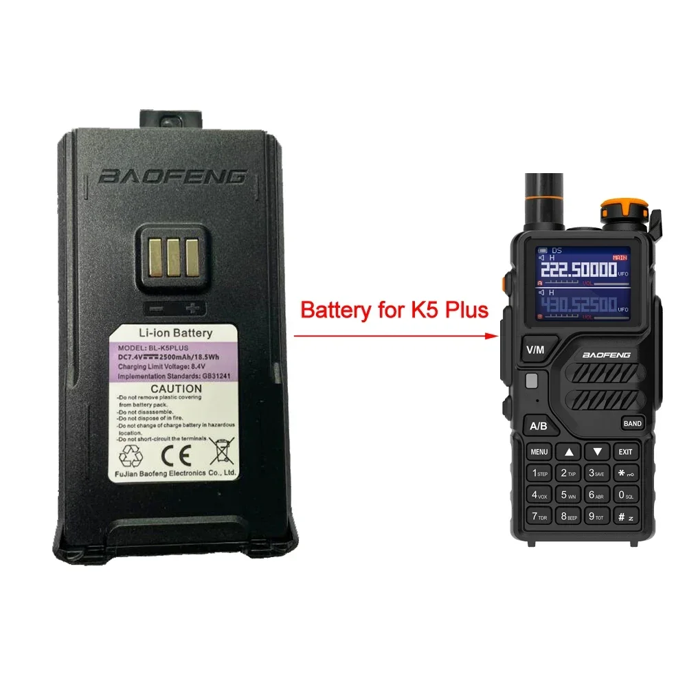 Оригинальный аккумулятор BL-K5 Plus для рации Baofeng UV-K5 Plus, USB-кабель C-типа для аккумуляторов серии Boafeng K5 Plus