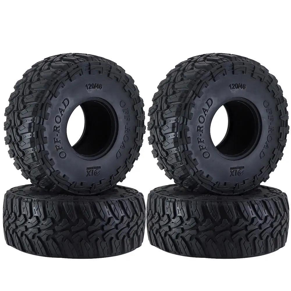 4pcs 1.9 Inch Rubber Tyre 120*46mm For 1/10 Rc Crawler Car Traxx/as Trx4 Axial Scx10 Wraith Scx10 Yikong Rgt Wrangler 1.9 Wheel
