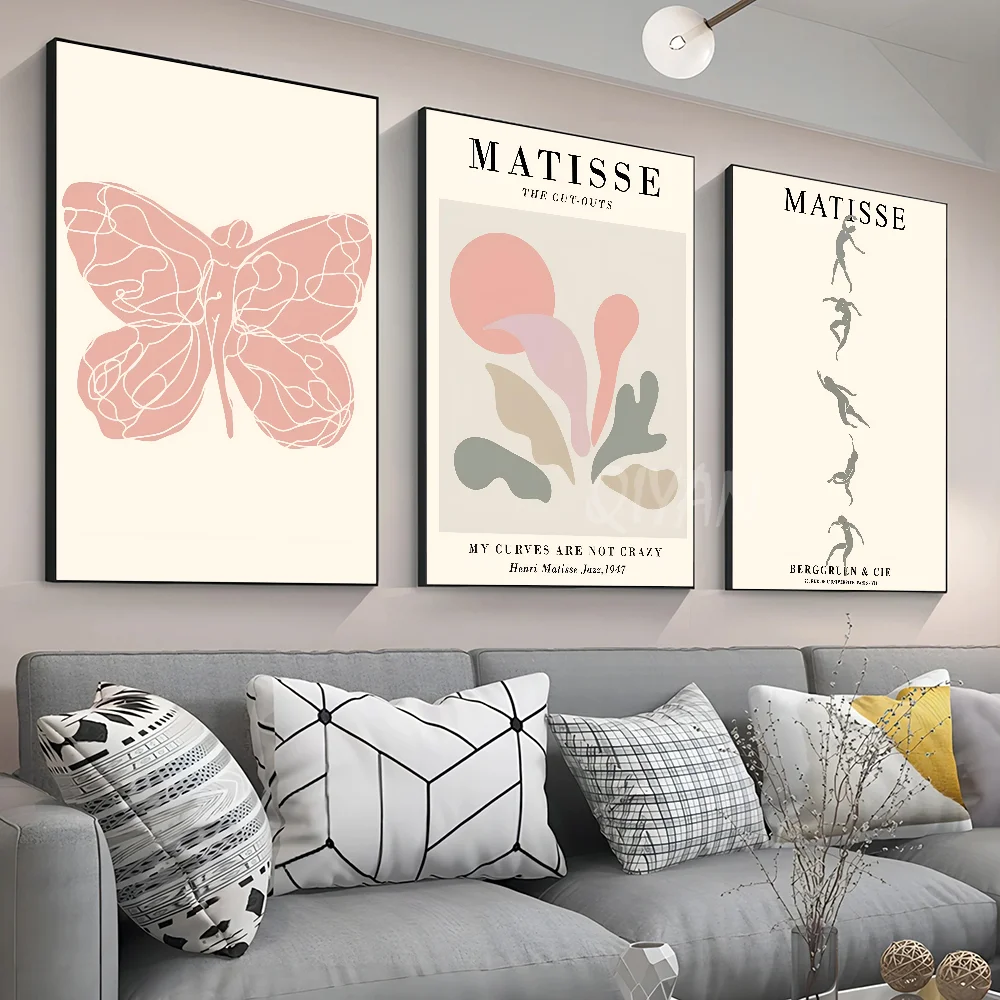 1pc Abstract Matisse Lines Girl Coral Leaves Wall Art Painting Nordic Poster Stickers Art Wall Murals Decor Game