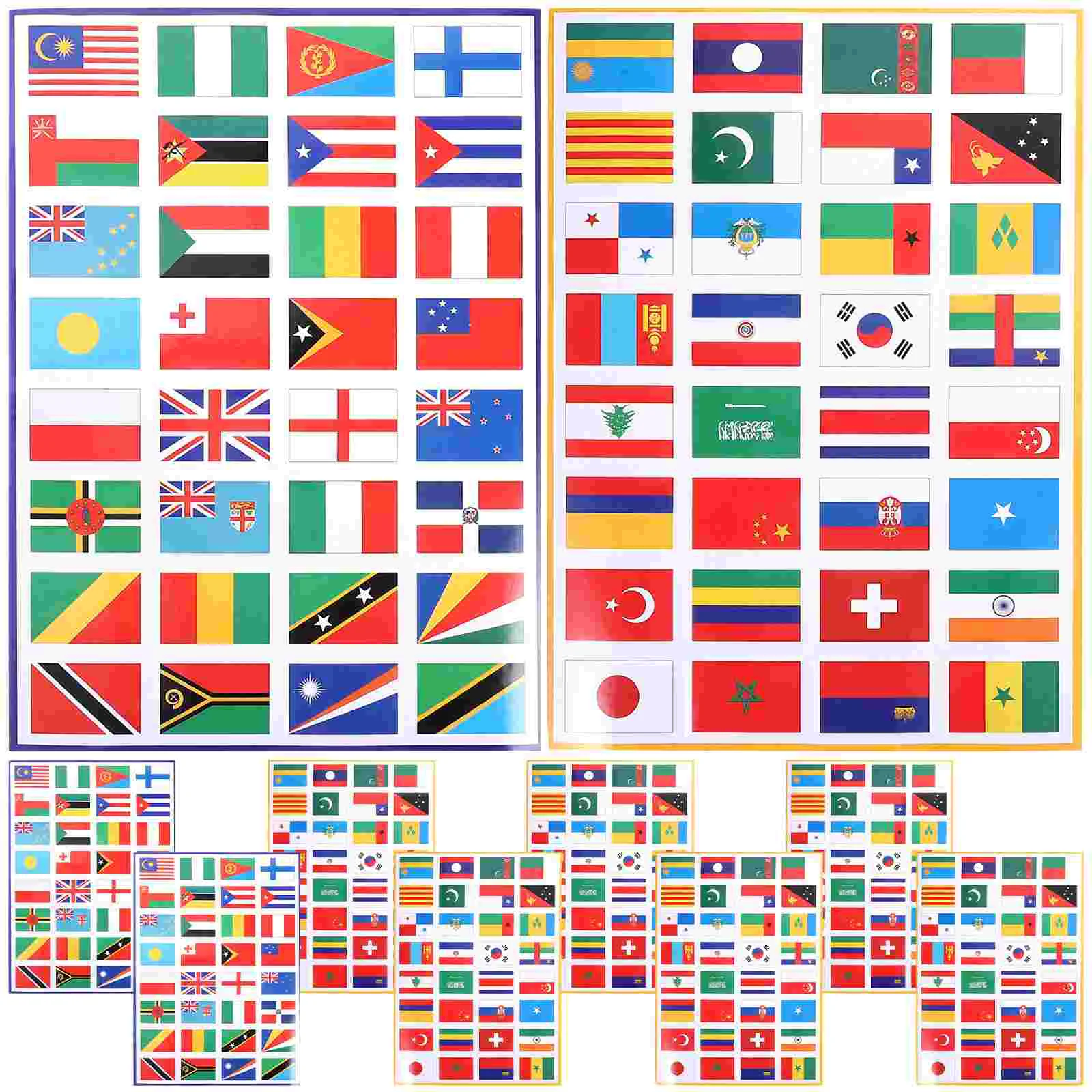 10 Sheets World Flags Sticker Decorative Country Stickers Football Cup Decals PVC Adhesive of The Decors Soccer
