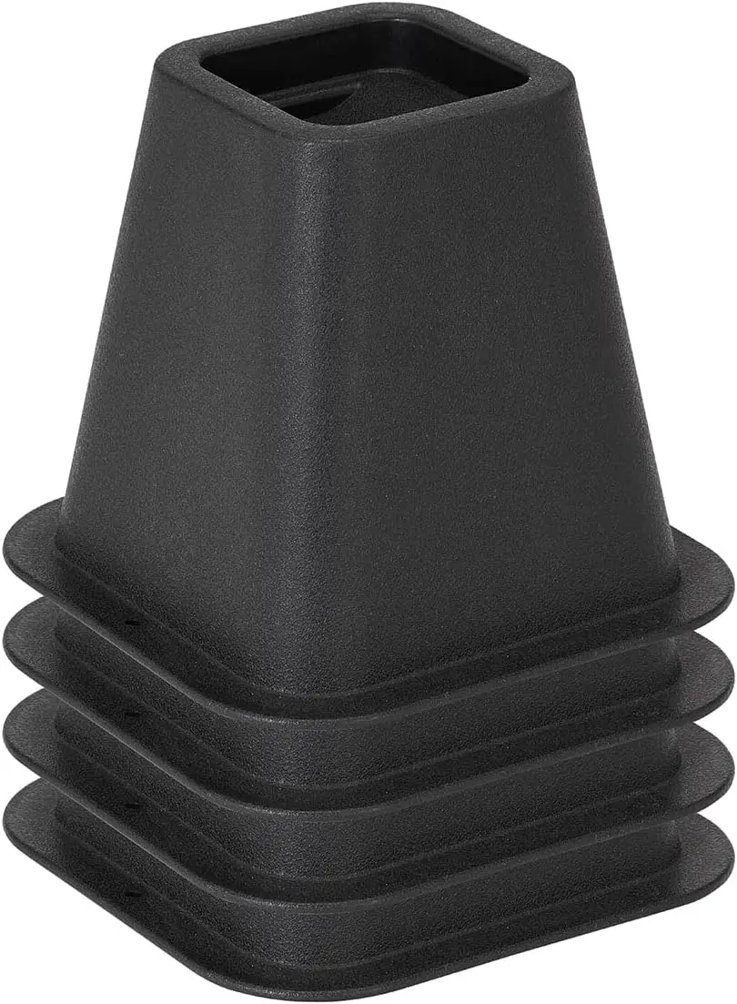 

6 H Bed Riser | Pa Of 4 | Bed & Furniture Lifter Wheel Grooves | Under-Bed Storage | Bedroom & Dorm | Black