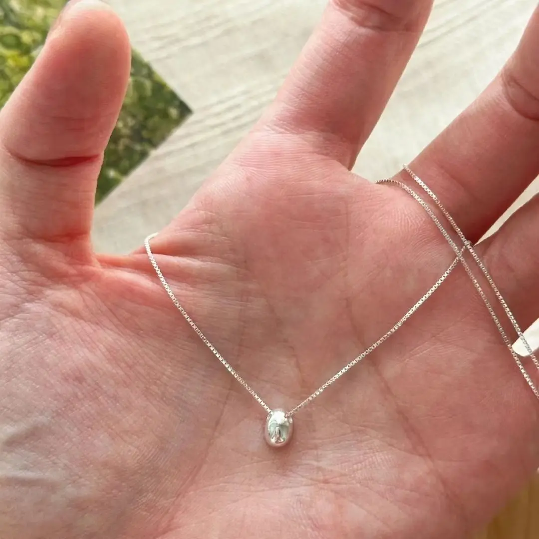 

New 925 Sterling Silver Bead Necklace Simple Personality Charm Geometric Pendant Choker Birthday Gift Women's Fine Jewelry
