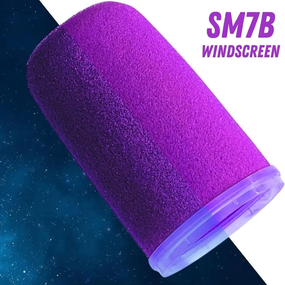 مرشح غطاء ميكروفون SM7 لـ Shure SM7B، زجاج أمامي من الإسفنج عالي الكثافة SM7dB مع حلقة ياقة متوهجة باللون البنفسجي، للبودكاست #1