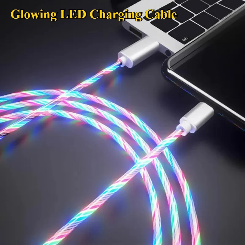 

1m Type C Glowing LED Charging Cable Micro USB / Type-C / For iPhone Fast Charging Cable , for Samsung Xiaomi Phone Charger Wire