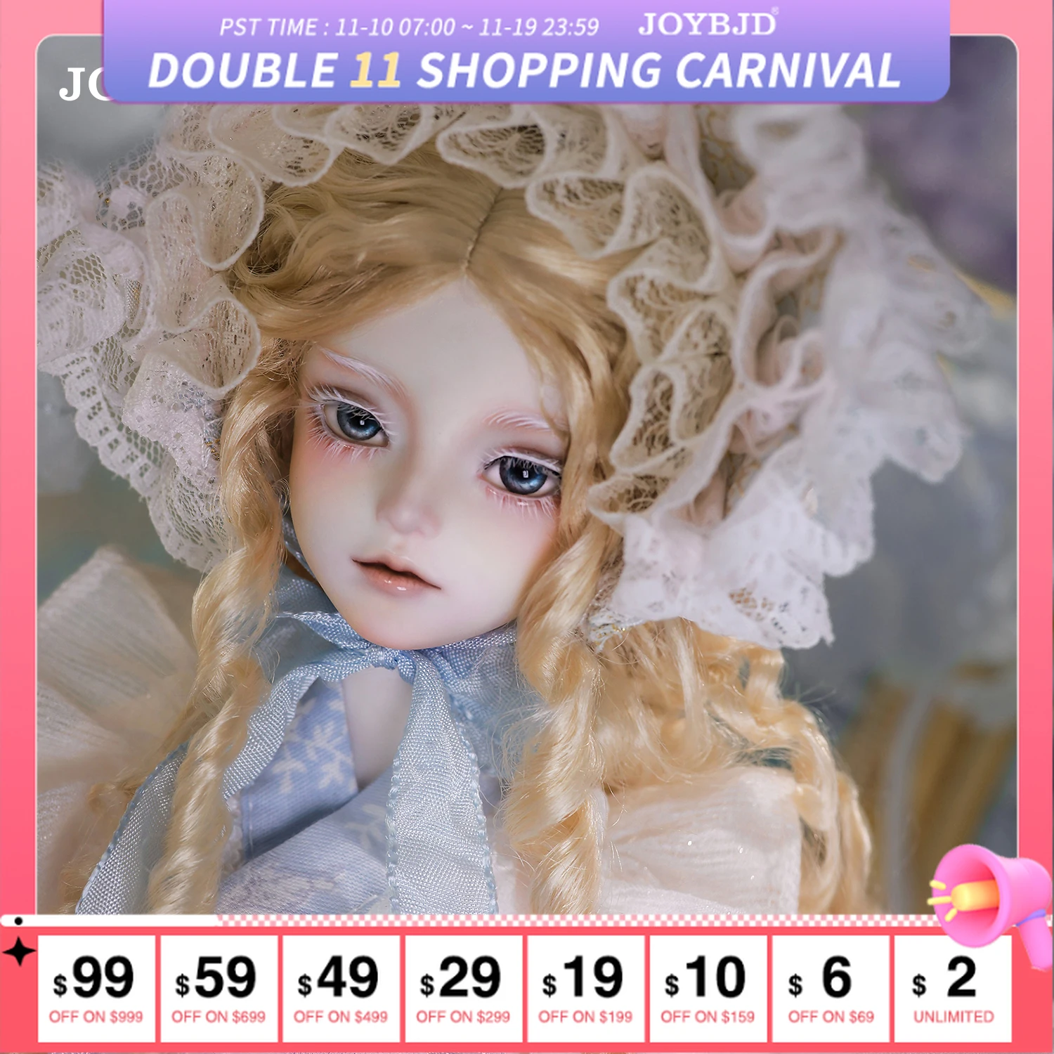 

JOYBJD 1/4 Freya FullSet BJD Medieval Vintage French Chateau Style Han-European Lolita Dress Female Articulated Collectible Doll