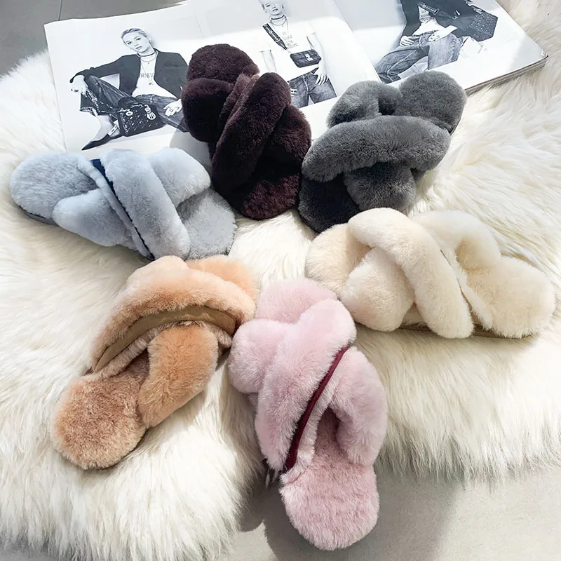 

Women Fluffy Women's Fleece Luxury Fluffy Fluffy Slippers Indoor Casual Winter Home Warm Flat Shoes For Women