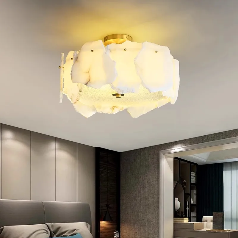 

All copper light luxury marble ceiling light, simple and creative bedroom, duplex living room, hotel lobby lighting fixtures