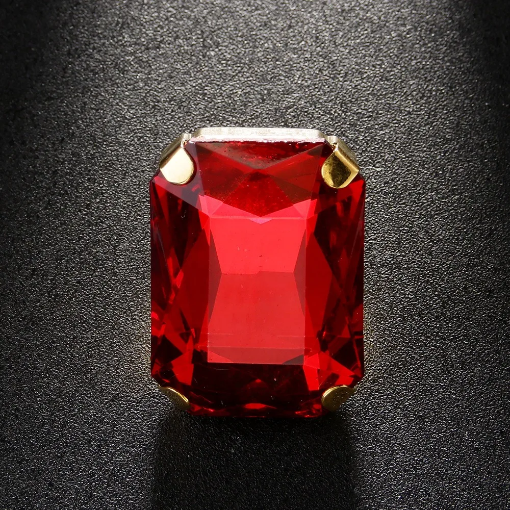 Rectangle Shape Rectangle Rhinestone Ring Adjustable Size Large Size Vintage Wedding Ring Exaggerated Giant Rhinestone Crystal