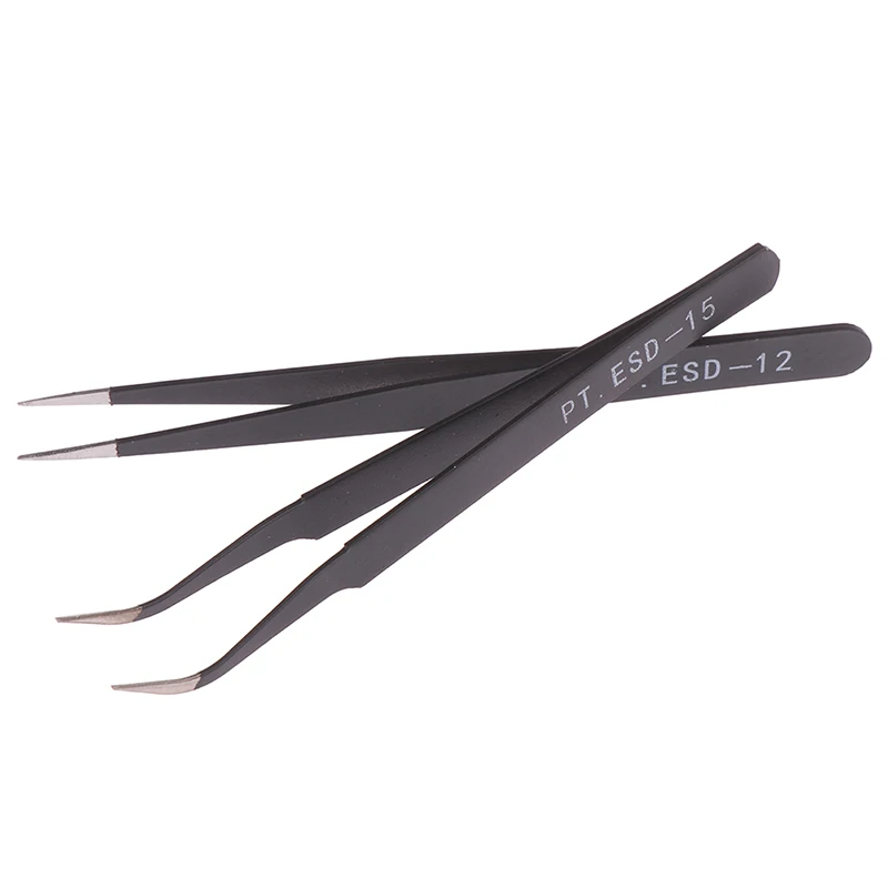 Excellent Quality Tweezers Bend+Straight New Stainless Steel Industrial Anti-static Cross Tweezers Eyelash Tweezers